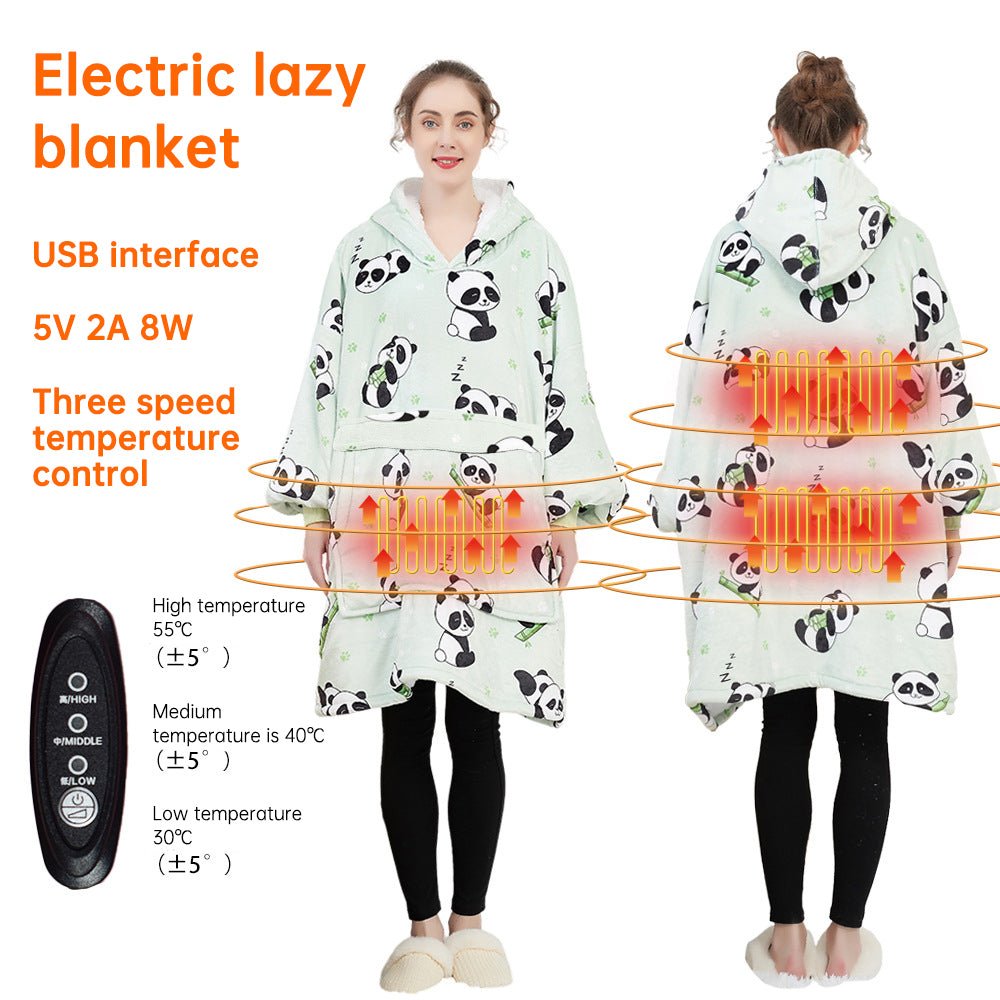 USB carbon fiber heated lazy blanket, thick heating, washable lazy hoodie electric blanket - VoltraWear