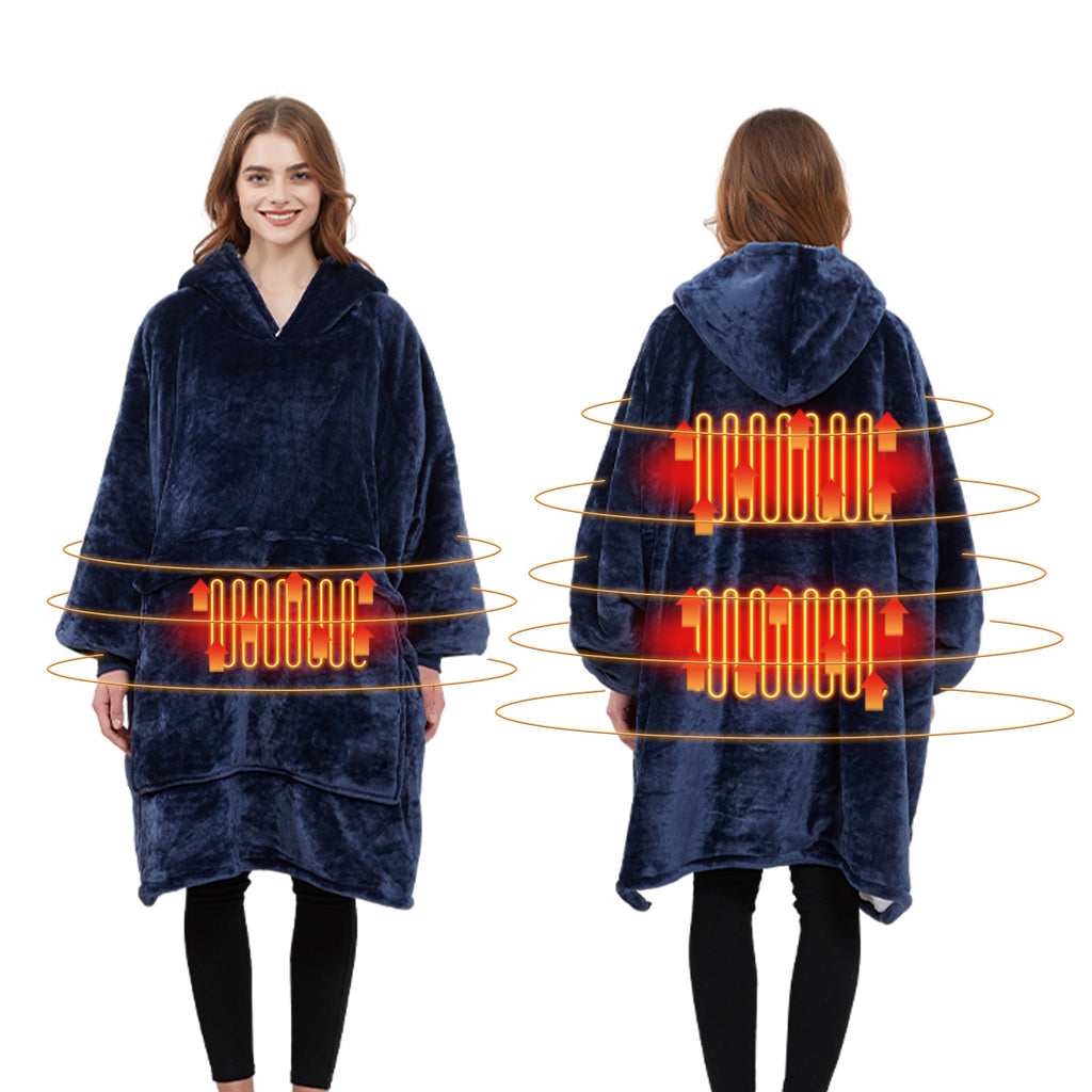 USB carbon fiber heated lazy blanket, thick heating, washable lazy hoodie electric blanket - VoltraWear